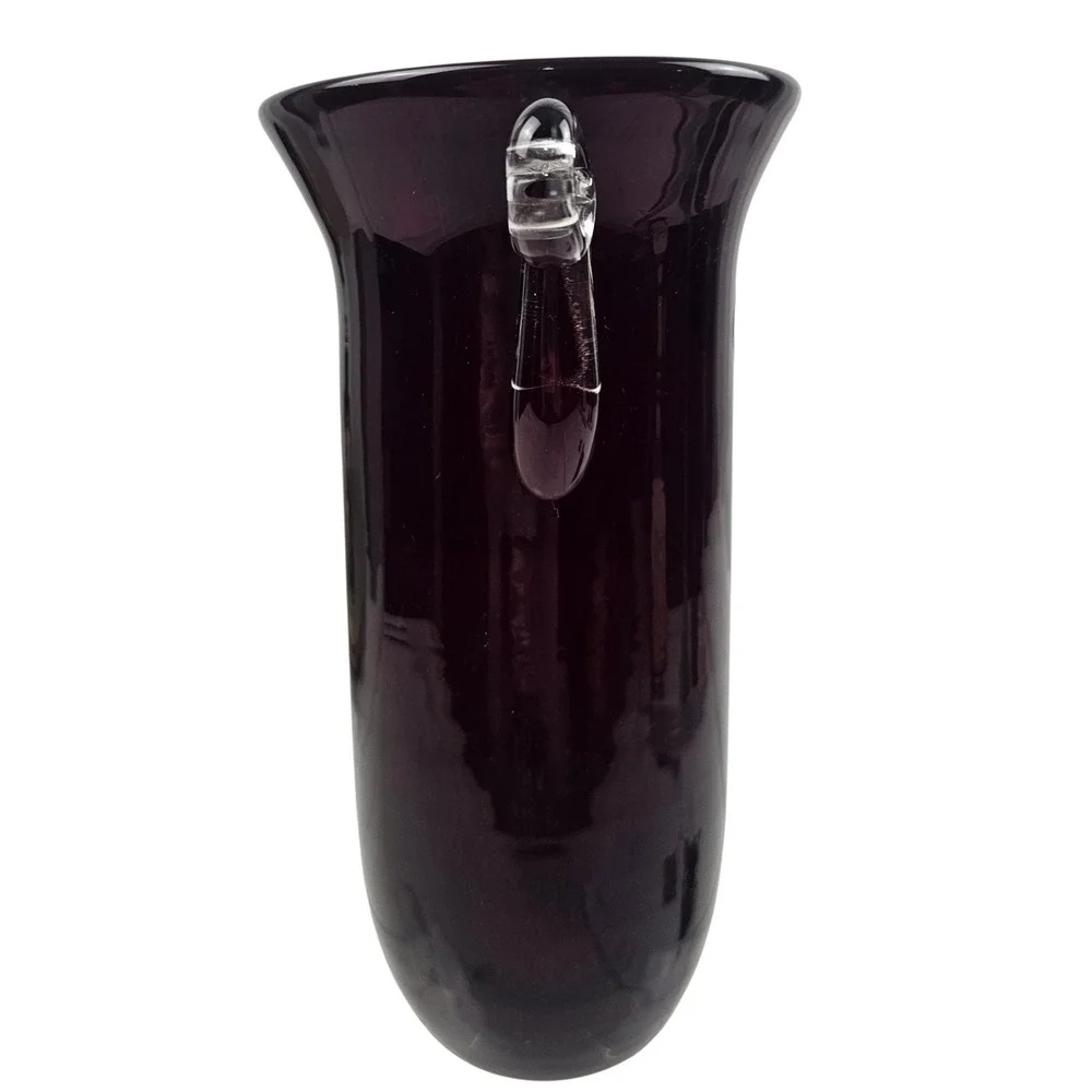 Blenko Millennium II Amethyst Purple Glass Vase Scrolled Handles Ltd 1812/2000